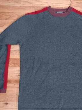 QuickSilver Men's Vintage Round Neck Lng Sleeve Polo PullOver Sweater Red Gray L